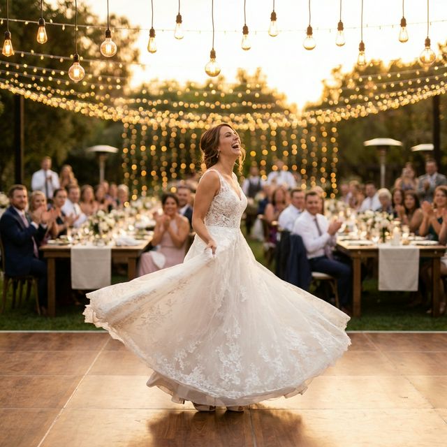 Bride dancing at wedding reception